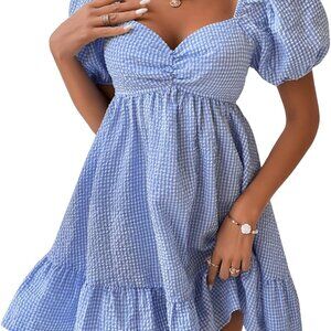 Women's Gingham Mini Dress Polyester Summer Casual A-line Vacation Wear
